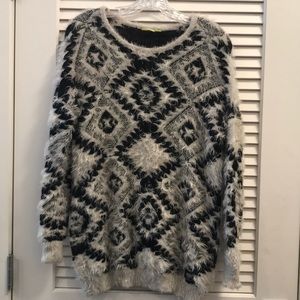 Gianni bini black and white eyelash sweater